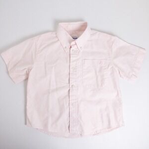 Jacadi Oxford Short Sleeve Button Down Pocket Collared Shirt Pink Boys 6Y